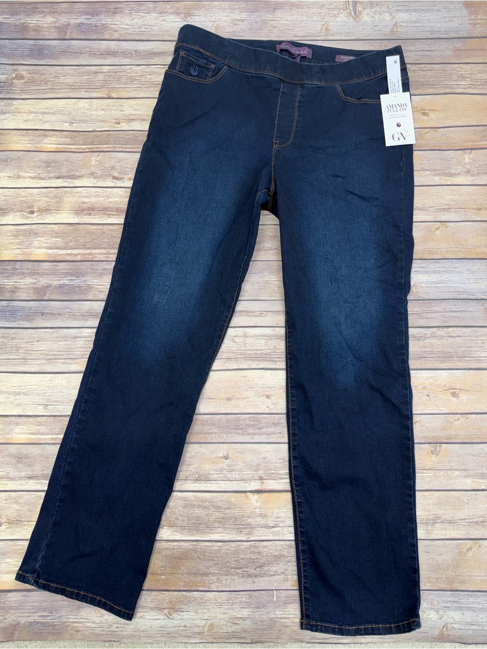 Gloria Vanderbilt Women’s Amanda Pull On Slim Leg Classic Rise Jeans Size 16